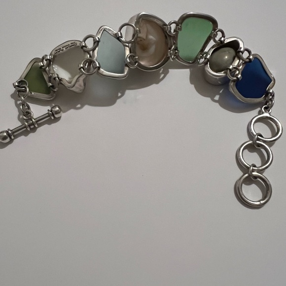 Charles Albert Heavy Sea Glass & Shells Sterling Silver Bracelet - Picture 3 of 4